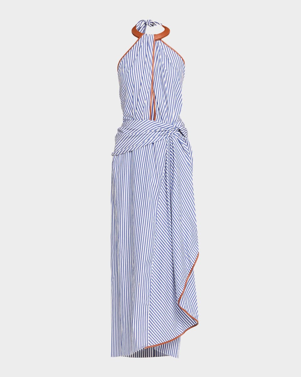 Centro Del Cielo Striped Halter Ankle Dress